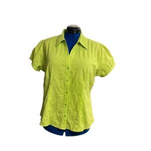 ‎CATO Women’s Green button down Top Size XL